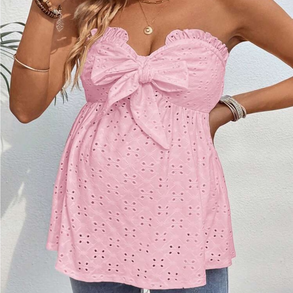 SHEIN Maternity Mesh Cutout Tube Top - Picture 5 of 6